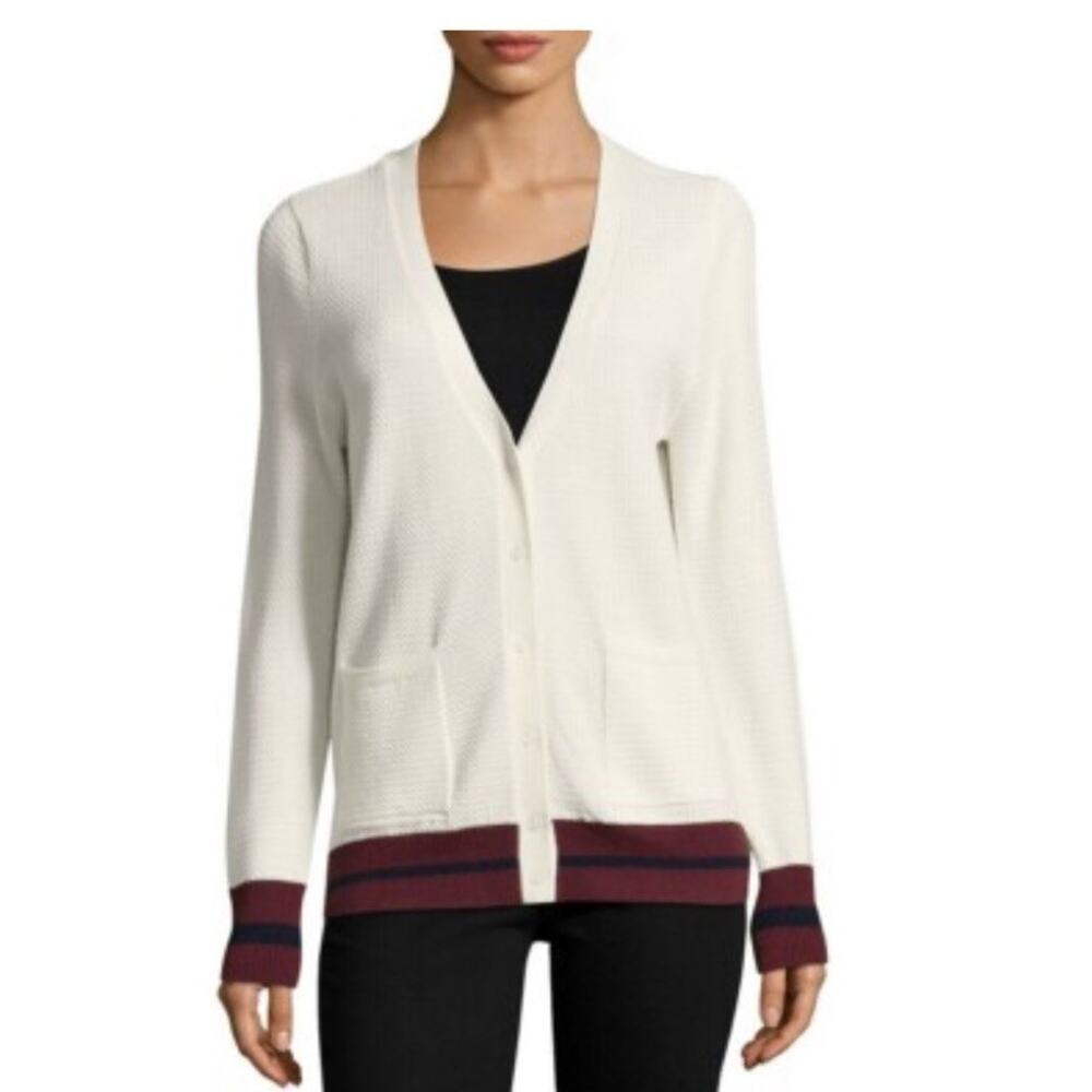 Joie Silk And Wool Preppy Cardigan With Pockets Med Old Money